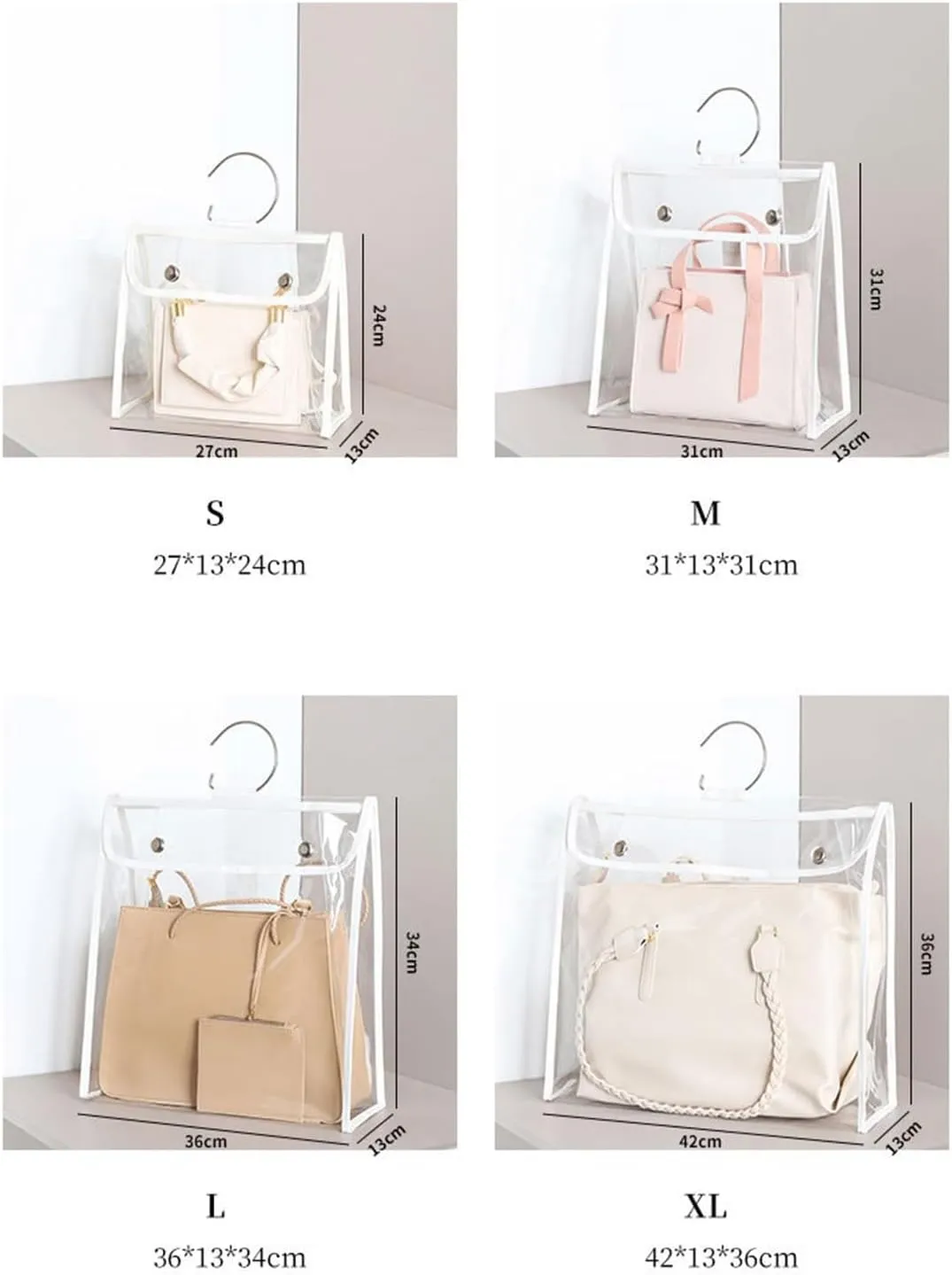 Clear Handbag Storage Organiser Bag Moistureproof Handbag Purse Protector Bag 4 Sizes Storage Bag