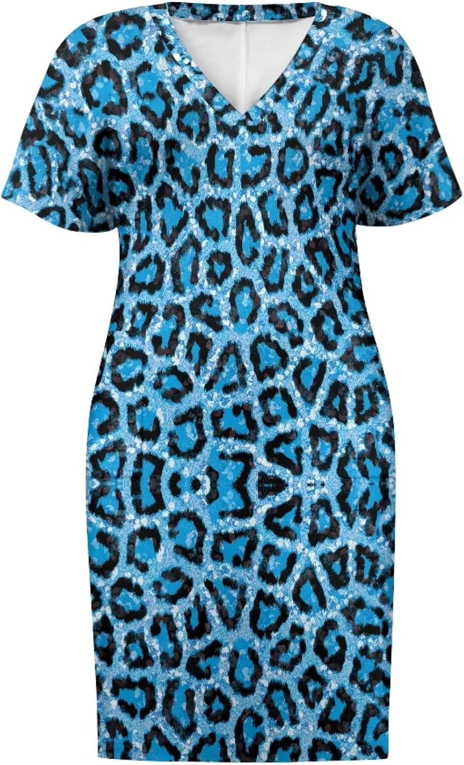 CLOHOMIN Short Sleeve Women Dresses V Neck Dress Plus Size L-5XL A Line Midi Dress Party Dress Knee Length Dress