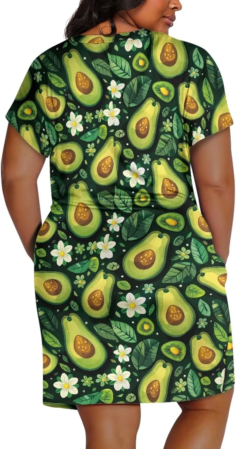 CLOHOMIN Short Sleeve Women Dresses V Neck Dress Plus Size L-5XL A Line Midi Dress Party Dress Knee Length Dress