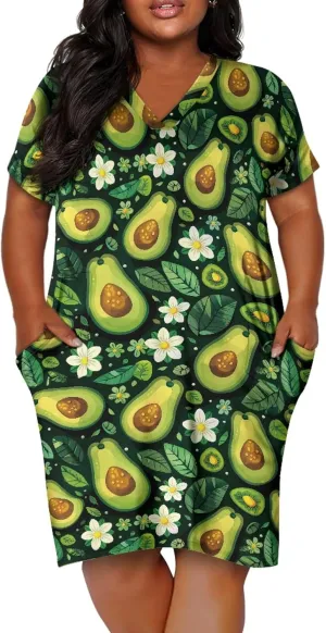 CLOHOMIN Short Sleeve Women Dresses V Neck Dress Plus Size L-5XL A Line Midi Dress Party Dress Knee Length Dress