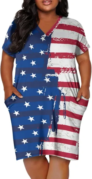 CLOHOMIN Short Sleeve Women Dresses V Neck Dress Plus Size L-5XL A Line Midi Dress Party Dress Knee Length Dress