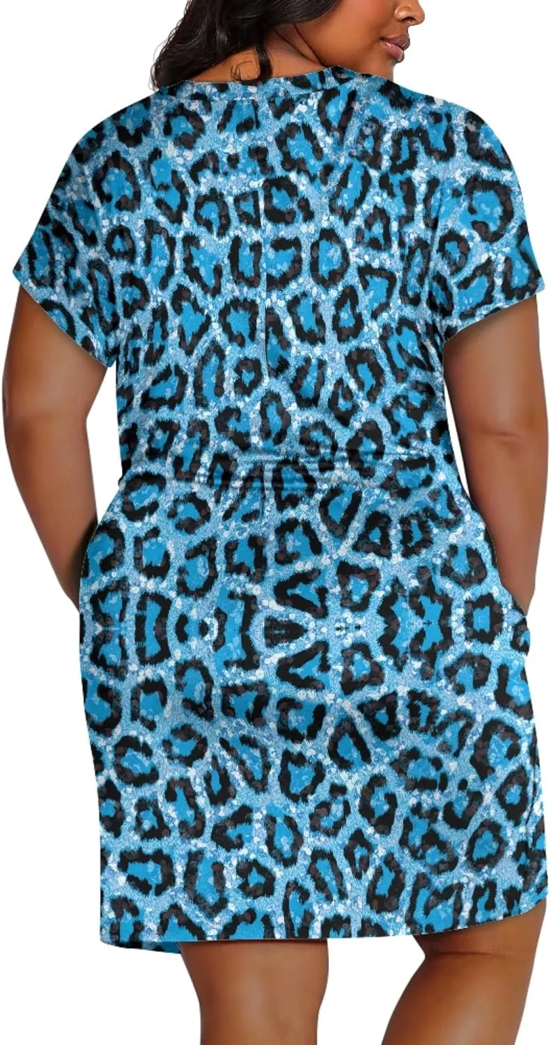 CLOHOMIN Short Sleeve Women Dresses V Neck Dress Plus Size L-5XL A Line Midi Dress Party Dress Knee Length Dress