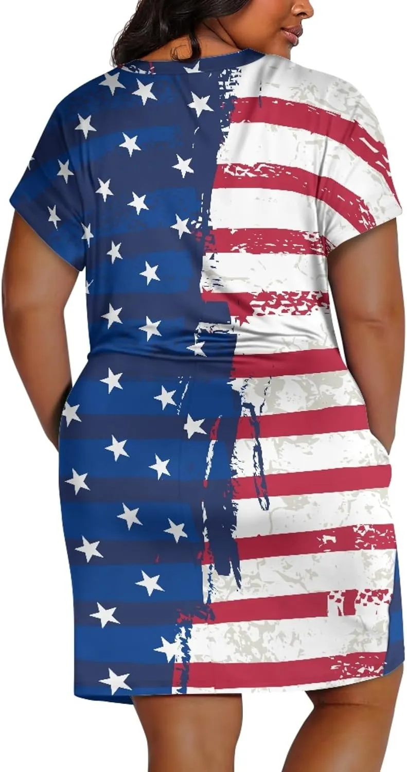 CLOHOMIN Short Sleeve Women Dresses V Neck Dress Plus Size L-5XL A Line Midi Dress Party Dress Knee Length Dress