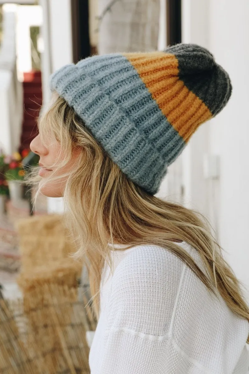 Color Block Knit Beanie