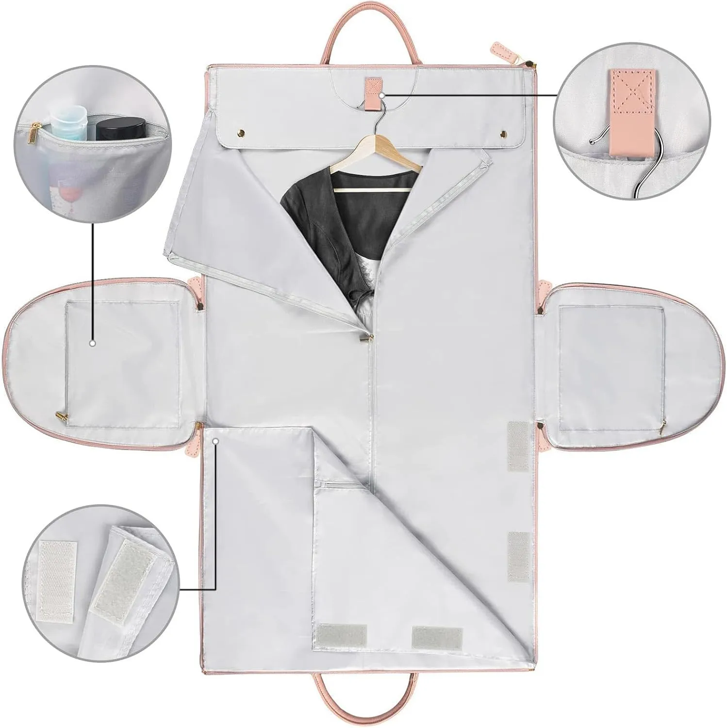 Convertible Garment Bags for Travel, Garment Bags for Travel, Garment Duffle Bags for Travel, Carry On Garment Bag, 2 In 1 Foldable Garment Duffle Bag-White