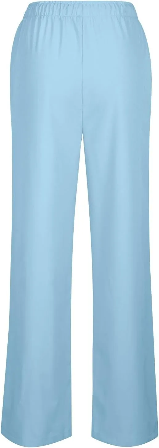 Cotton Linen Pants Women Bootcut Linen Wide Leg Pants Elastic High Waisted Trousers Palazzo Pants Baggy Lounge Pants