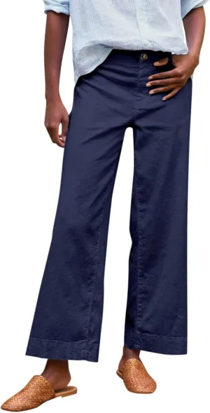 Cropped Linen Pants Women Summer Flare Wide Leg Pants High Waisted Work Pants Business Casual Bootcut Trouser Pants