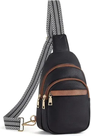 Crossbody Bags for Women,Sling Bag for Women,Fanny Packs Chest Bag for Travel Running Hiking (Black)