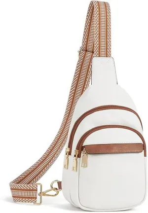 Crossbody Bags for Women,Sling Bag for Women,Fanny Packs Chest Bag for Travel Running Hiking (White)