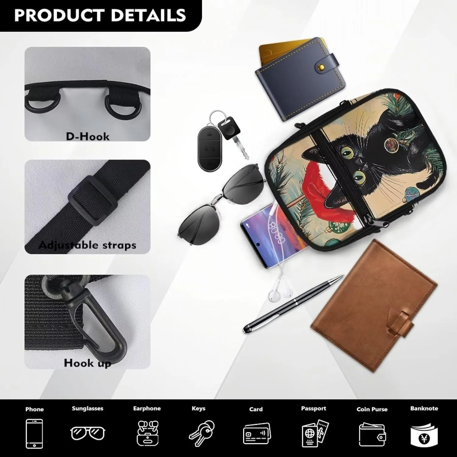 Crossbody Sling Bags Multiple Ways to Carry Fashion Waist Packs, Crossbody Bags, Belt Bag with Adjustable Strap
