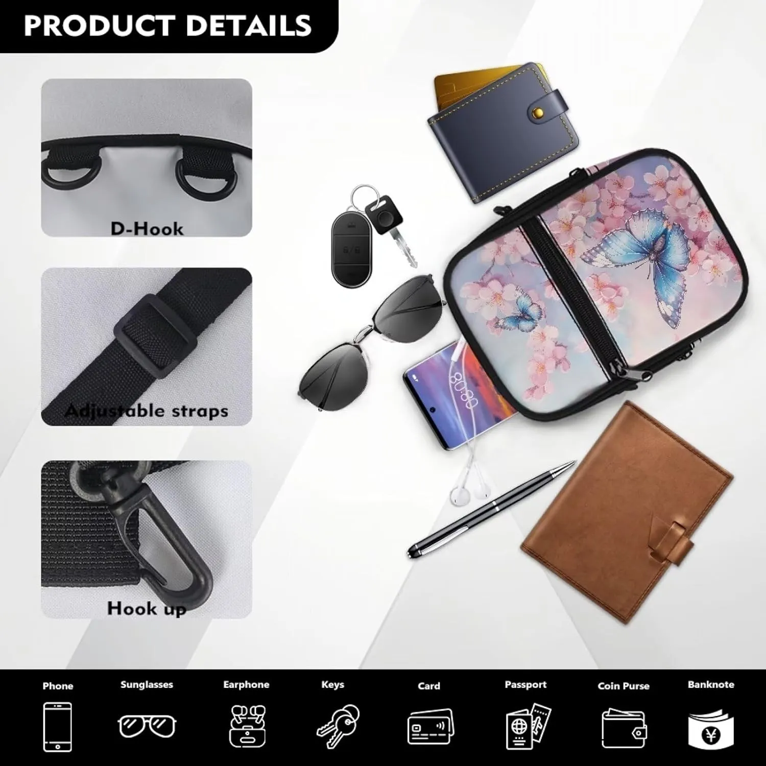 Crossbody Sling Bags Multiple Ways to Carry Fashion Waist Packs, Crossbody Bags, Belt Bag with Adjustable Strap