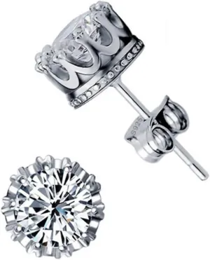 Crown Earring Pair Plated Zircon Earrings for Wedding and Special Occasions