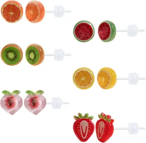 Cute Plastic Fruit Stud Earrings for Women With Sensitive Ears Lightweight Hypoallergenic Ear Jewelry Trendy and Fashionable Designs for Daily Wear
