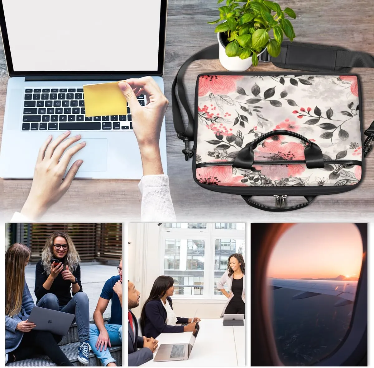 Donut Theme Design Laptop Shoulder Bag for Tablet Computer Notebook Sleeve Messenger Carrying Case Briefcase Tote