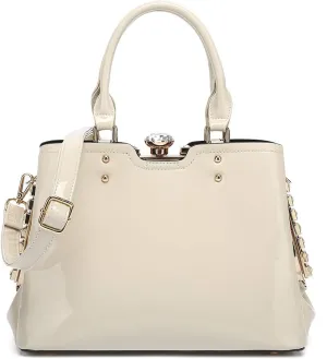 DOUBLE HANDLE FRAME SATCHEL PATENT LEATHER