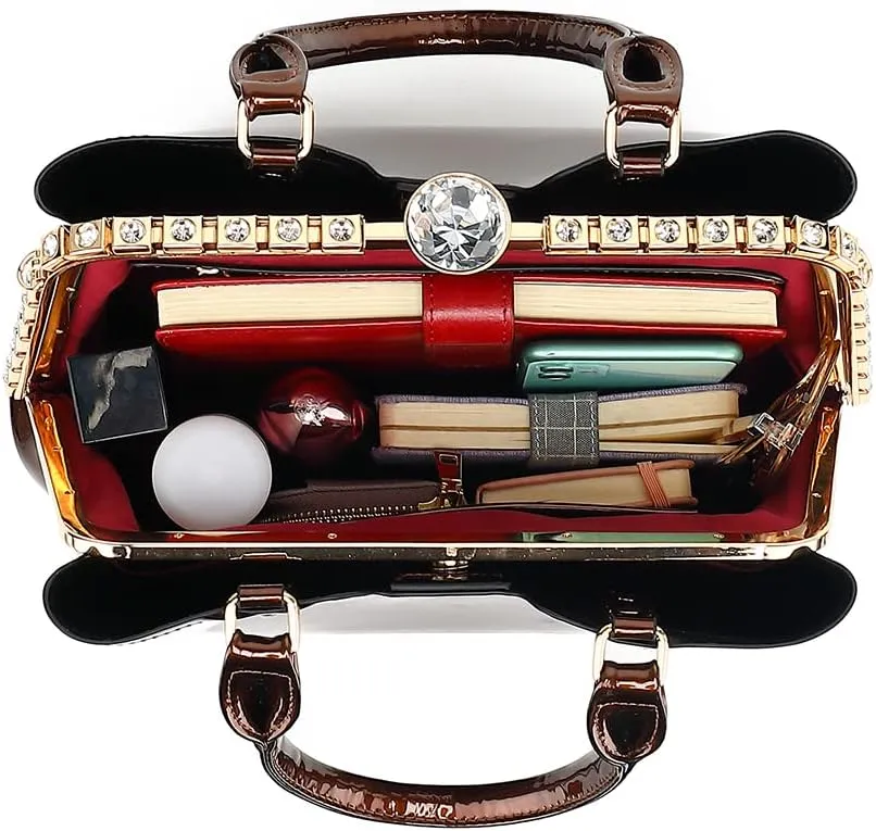 DOUBLE HANDLE FRAME SATCHEL PATENT LEATHER