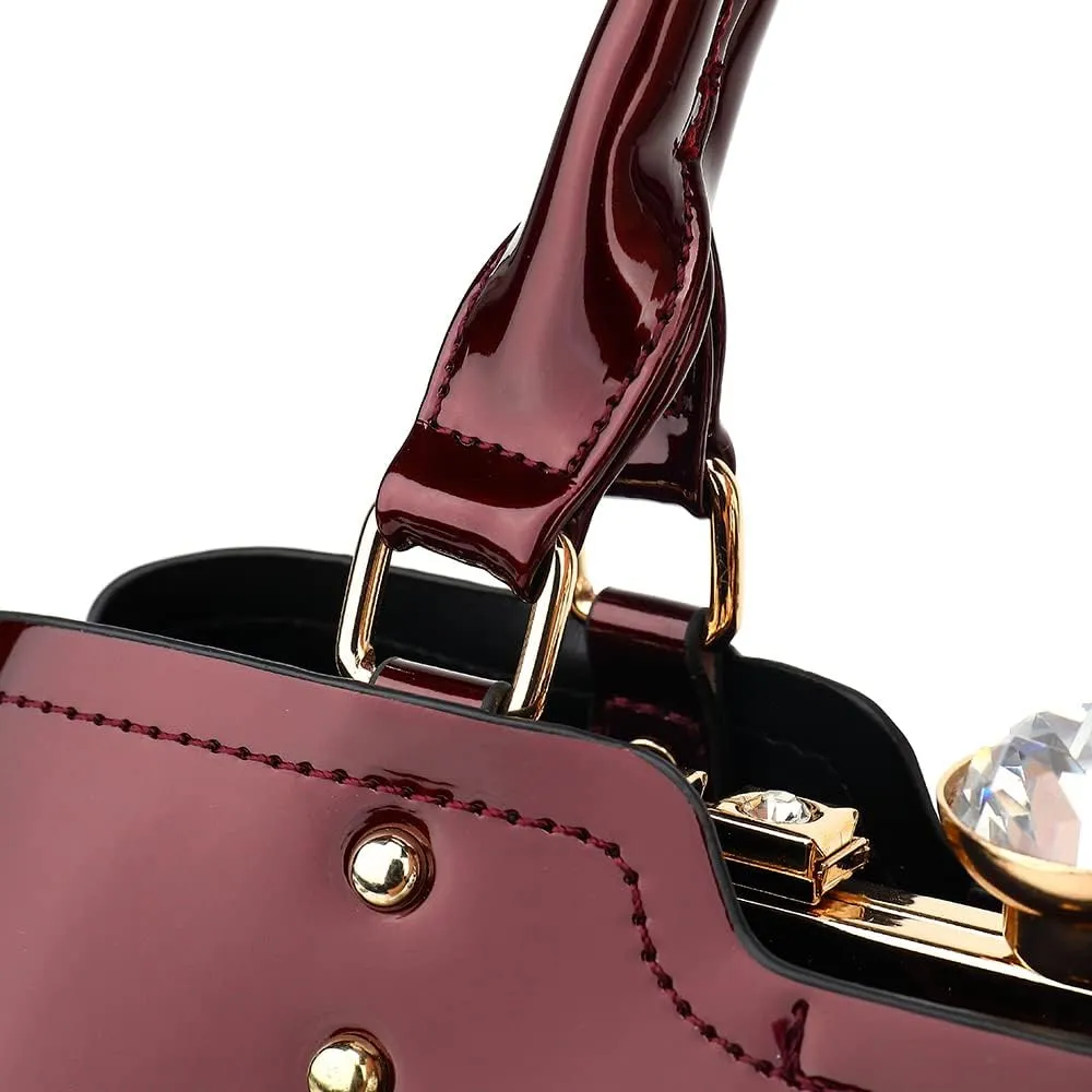 DOUBLE HANDLE FRAME SATCHEL PATENT LEATHER