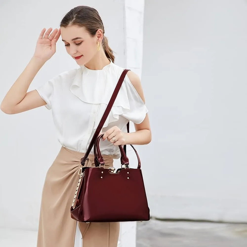 DOUBLE HANDLE FRAME SATCHEL PATENT LEATHER