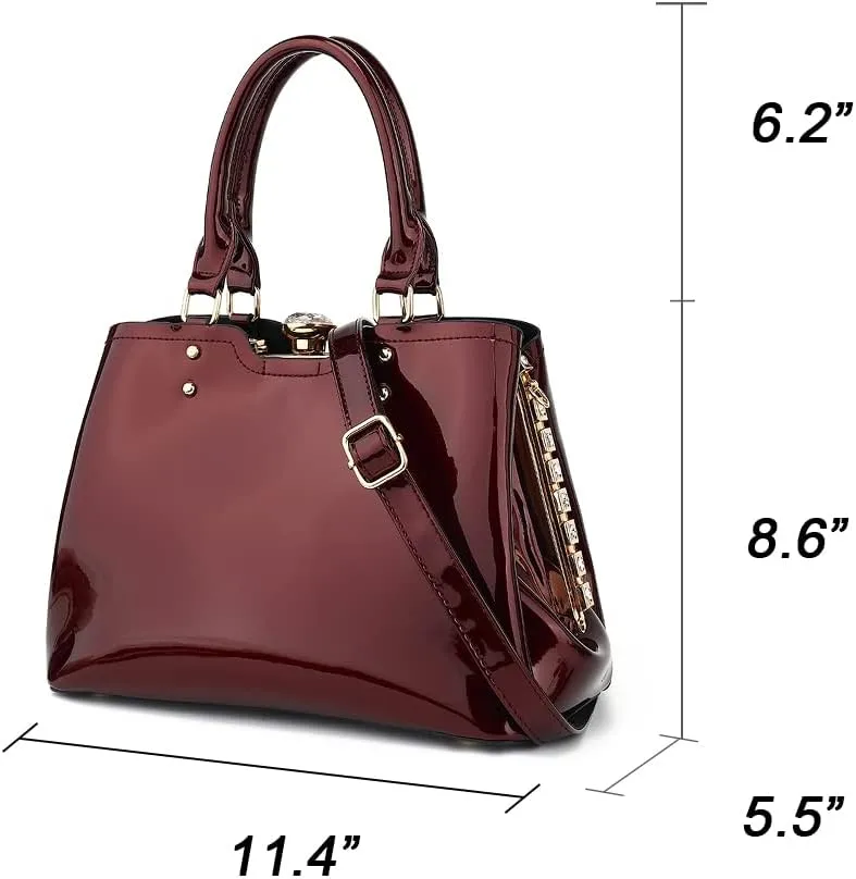 DOUBLE HANDLE FRAME SATCHEL PATENT LEATHER