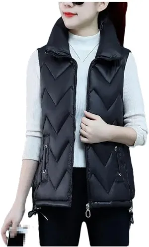Down Cotton Waistcoat Womens Autumn Winter Parkas Thicken Warm Cotton-Padded Vests Coat Sleeveless Jacket Vests