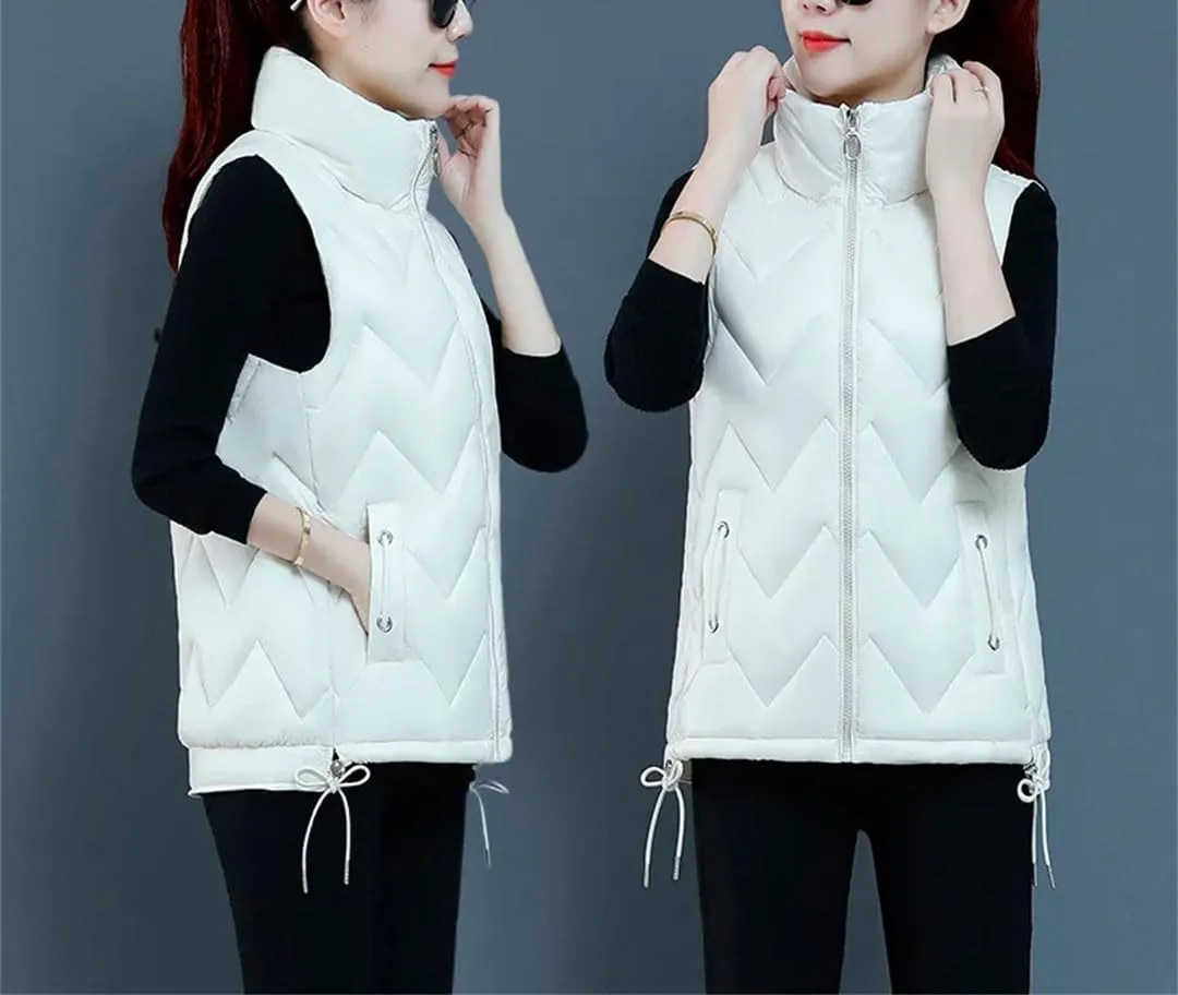 Down Cotton Waistcoat Womens Autumn Winter Parkas Thicken Warm Cotton-Padded Vests Coat Sleeveless Jacket Vests