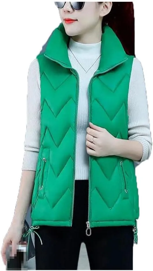 Down Cotton Waistcoat Womens Autumn Winter Parkas Thicken Warm Cotton-Padded Vests Coat Sleeveless Jacket Vests