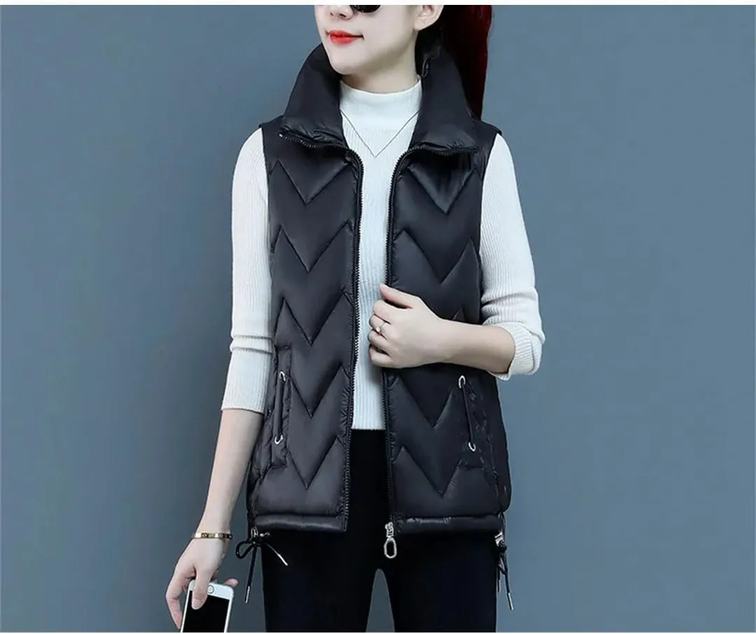 Down Cotton Waistcoat Womens Autumn Winter Parkas Thicken Warm Cotton-Padded Vests Coat Sleeveless Jacket Vests