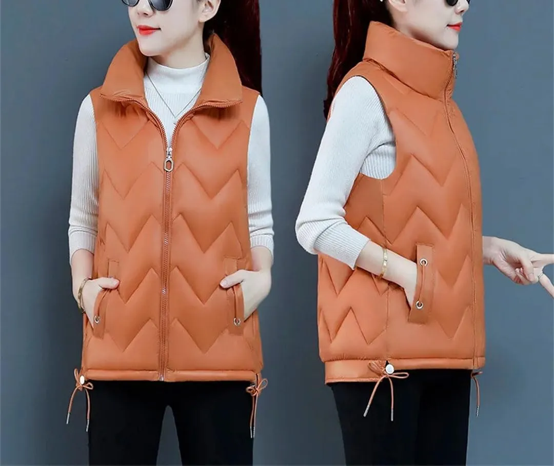 Down Cotton Waistcoat Womens Autumn Winter Parkas Thicken Warm Cotton-Padded Vests Coat Sleeveless Jacket Vests
