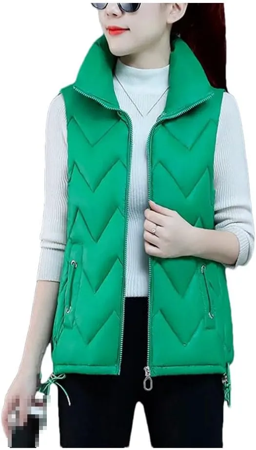 Down Cotton Waistcoat Womens Autumn Winter Parkas Thicken Warm Cotton-Padded Vests Coat Sleeveless Jacket Vests