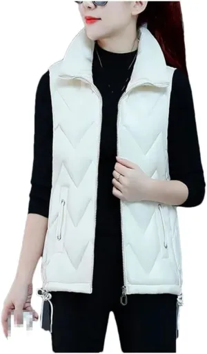 Down Cotton Waistcoat Womens Autumn Winter Parkas Thicken Warm Cotton-Padded Vests Coat Sleeveless Jacket Vests