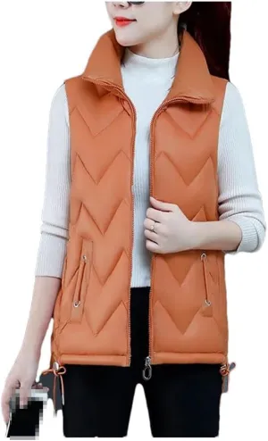 Down Cotton Waistcoat Womens Autumn Winter Parkas Thicken Warm Cotton-Padded Vests Coat Sleeveless Jacket Vests