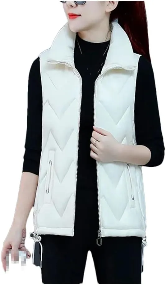 Down Cotton Waistcoat Womens Autumn Winter Parkas Thicken Warm Cotton-Padded Vests Coat Sleeveless Jacket Vests