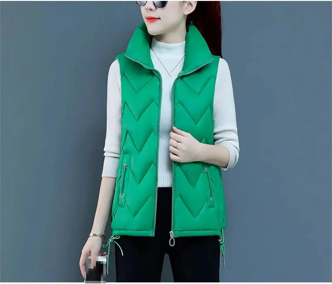 Down Cotton Waistcoat Womens Autumn Winter Parkas Thicken Warm Cotton-Padded Vests Coat Sleeveless Jacket Vests