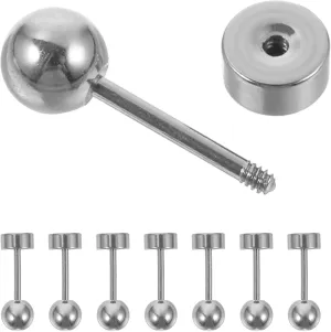Earring Studs for Women Minimalist Ball Earrings Flat Back Small Studs for Piercing Fashion Jewelry Set of 8