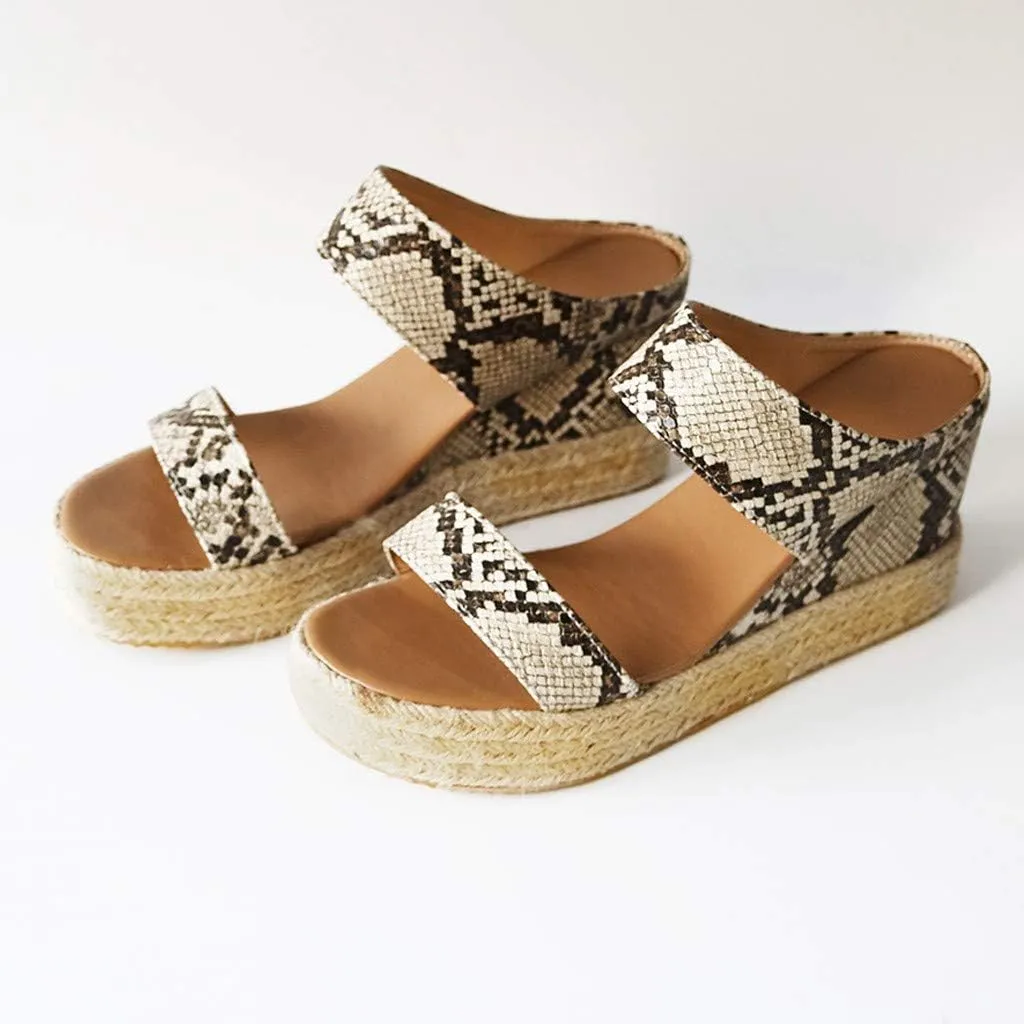 Eduavar Espadrille Sandals for Women, Sandals for Women Casual Summer Travel Beach Sandals Open Toe Slip-on Wedge Sandals