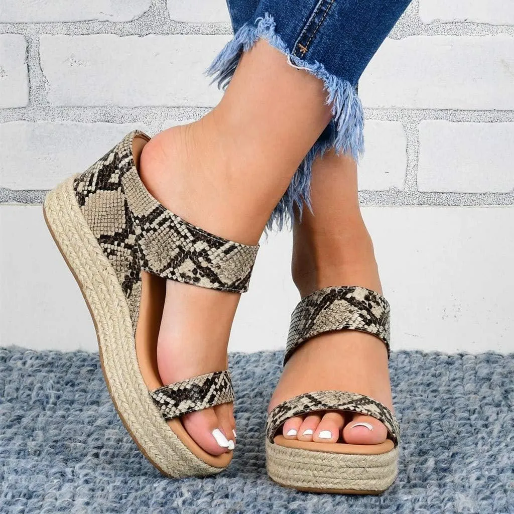 Eduavar Espadrille Sandals for Women, Sandals for Women Casual Summer Travel Beach Sandals Open Toe Slip-on Wedge Sandals