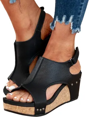 Eduavar Orthopedic Sandals for Women, Womens Sandals Comfortable Summer Casual Platform Wedge Sandals Peep Toe Sandals Shoes