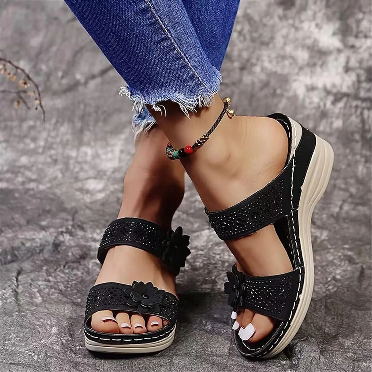 Eduavar Orthopedic Sandals for Women, Womens Sandals Dressy Comfortable Sandals Open Toe Slip On Walking Sandals Shoes