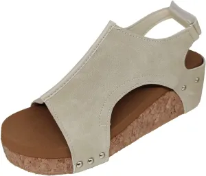 Eduavar Sandals for Women Casual Summer, Wedge Sandals for Women Comfortable Open Toe Platform Sandals with Buckle Strap