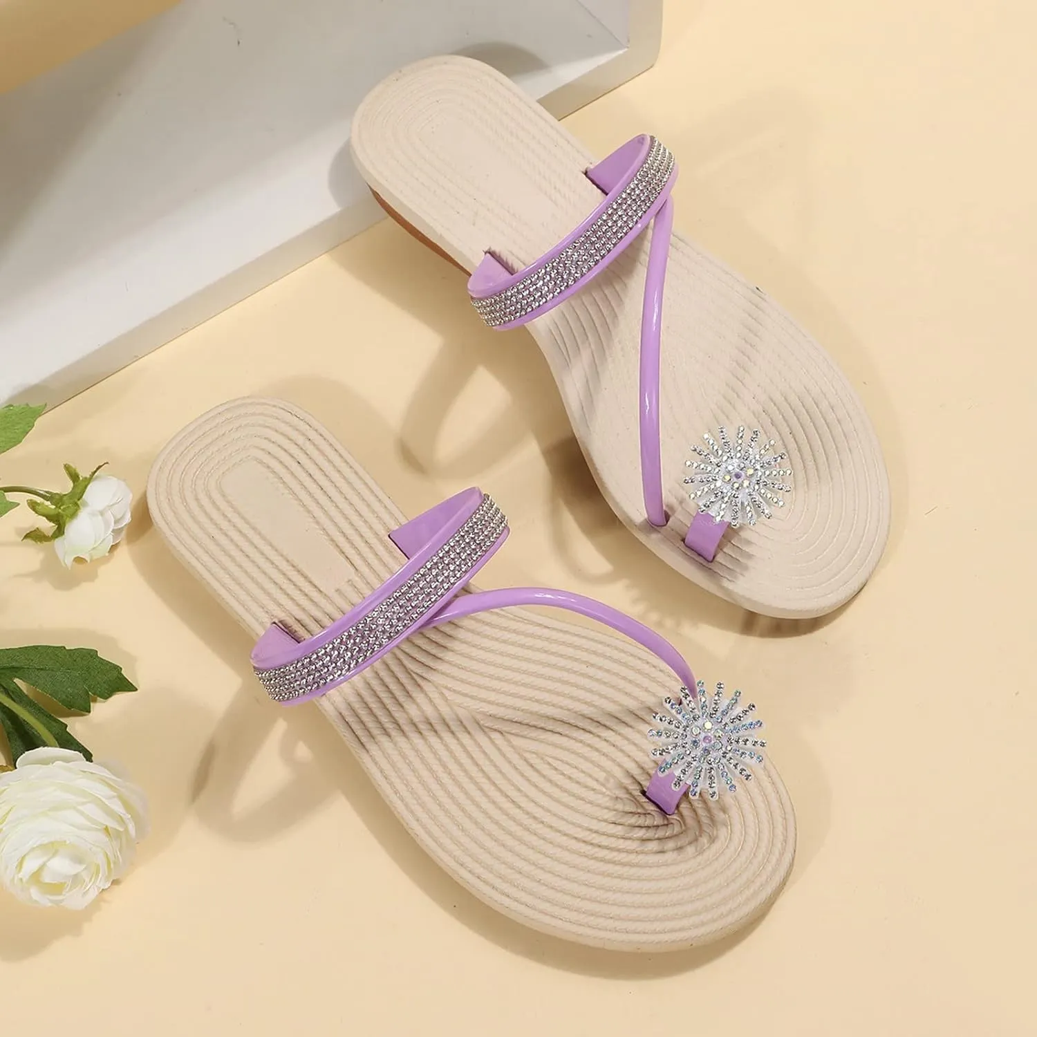 Eduavar Sandals for Women Dressy, Orthopedic Sandals for Women Falt Women Ring Toe Sandals Slippers Anti-Slip Shoes