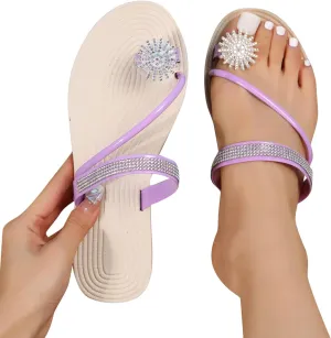 Eduavar Sandals for Women Dressy, Orthopedic Sandals for Women Falt Women Ring Toe Sandals Slippers Anti-Slip Shoes