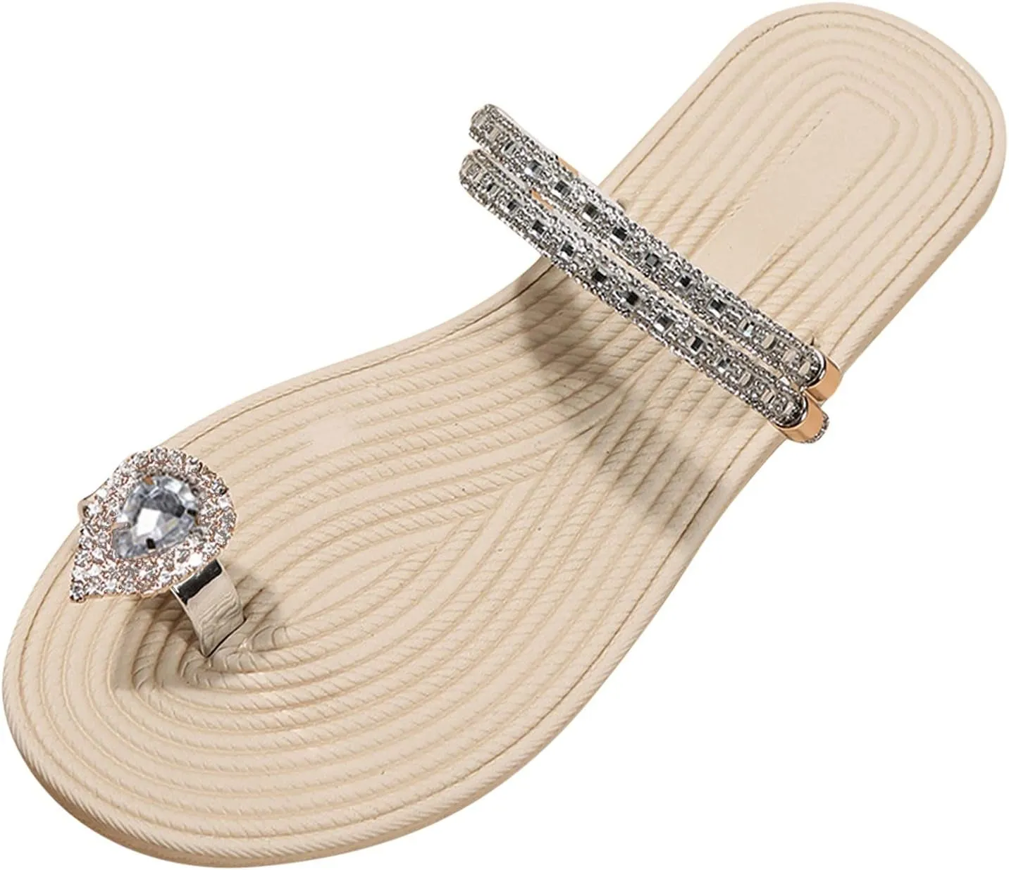 Eduavar Sandals for Women Dressy Summer, Orthopedic Sandals for Women Rhinestone Flat Sandals Comfortable Ring Toe Slippers