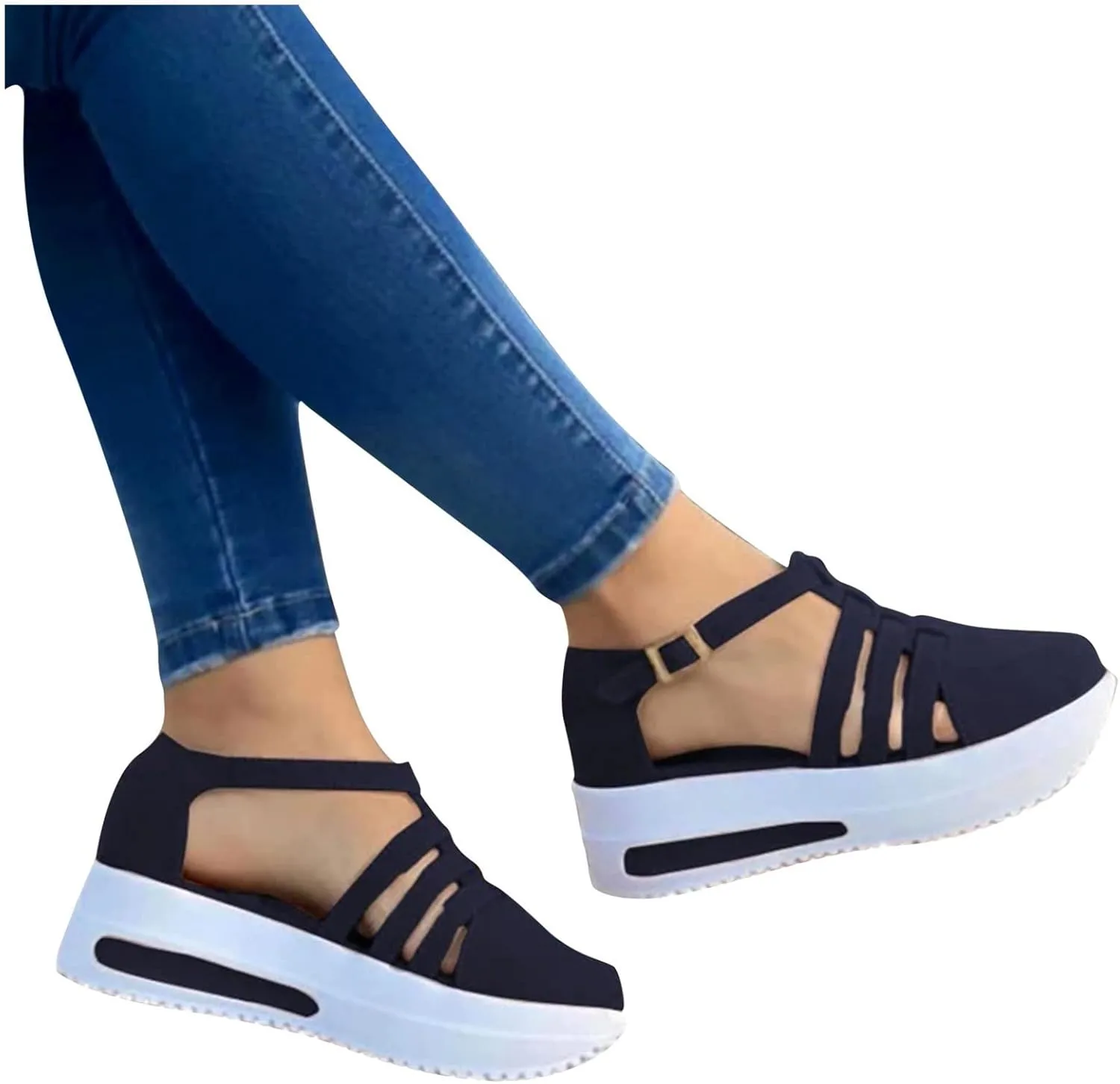 Eduavar Sandals for Women Dressy Summer, Platform Sandals Women Casual Closed Toe Sandals Summer Breathable Sports Sandals