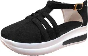 Eduavar Sandals for Women Dressy Summer, Platform Sandals Women Casual Closed Toe Sandals Summer Breathable Sports Sandals