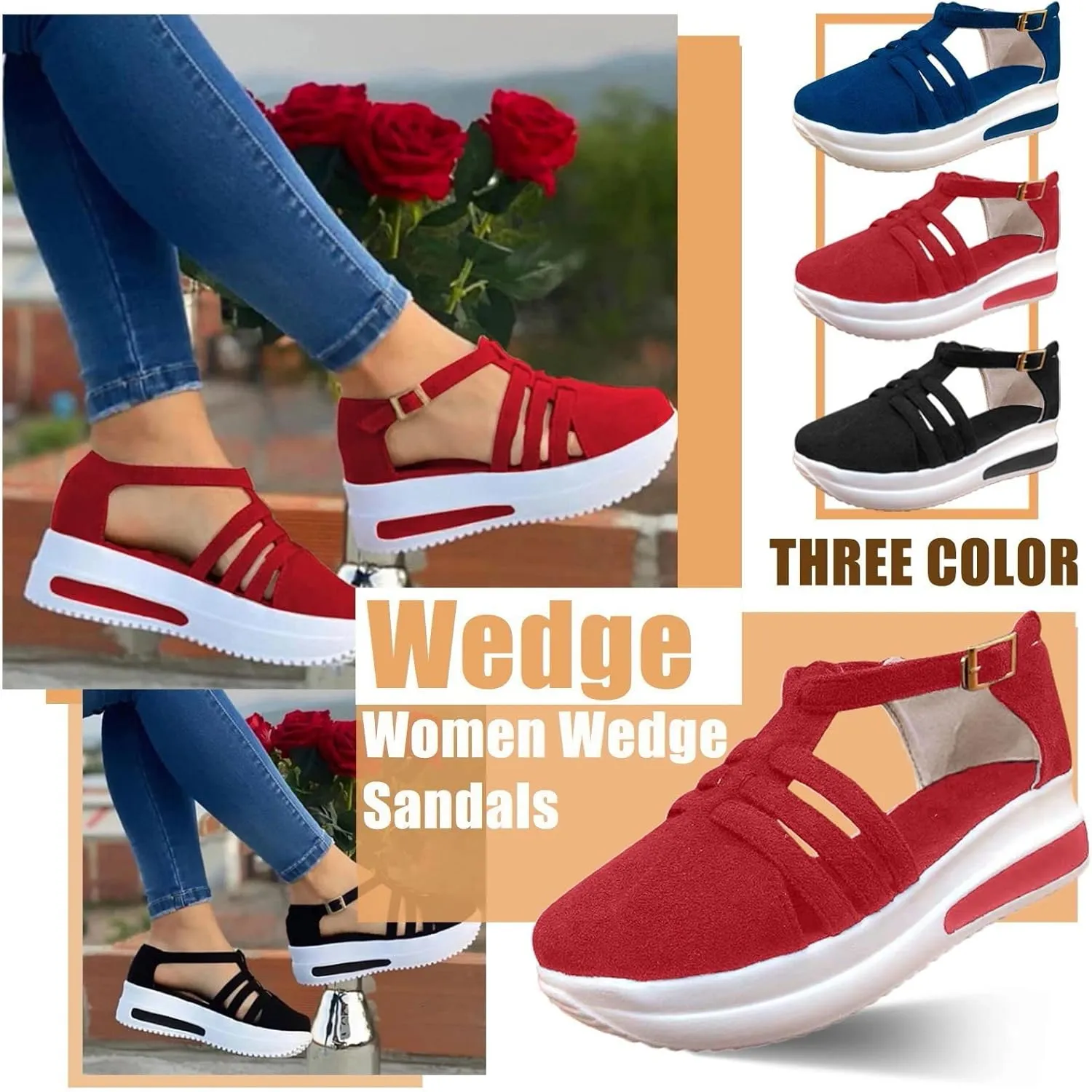 Eduavar Sandals for Women Dressy Summer, Platform Sandals Women Casual Closed Toe Sandals Summer Breathable Sports Sandals