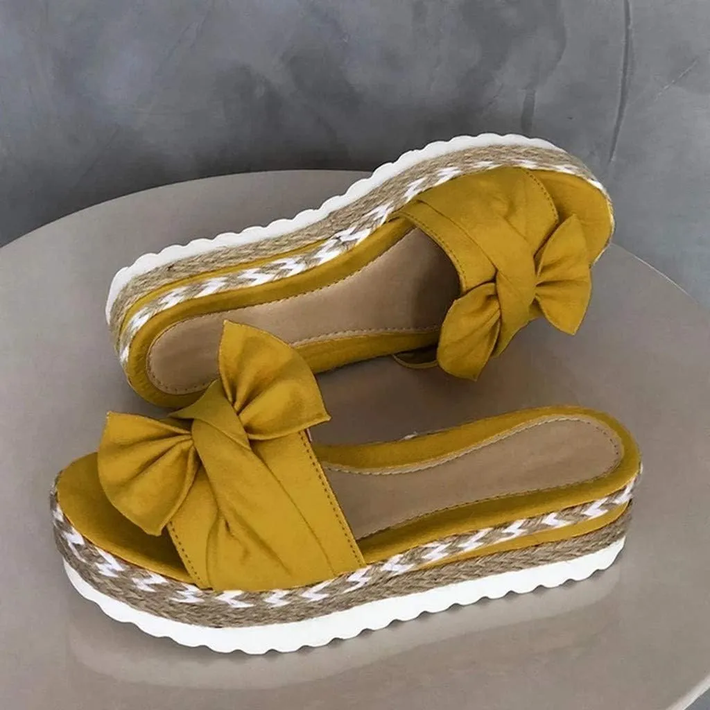 Eduavar Shoes for Women Sandals Dressy, Women Sandals Dressy Bow Tie Sandals Slip On Espadrille Platform Sandals