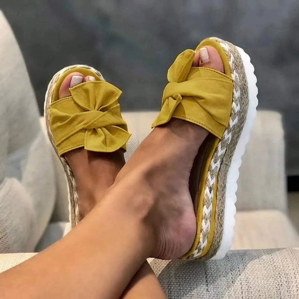 Eduavar Shoes for Women Sandals Dressy, Women Sandals Dressy Bow Tie Sandals Slip On Espadrille Platform Sandals