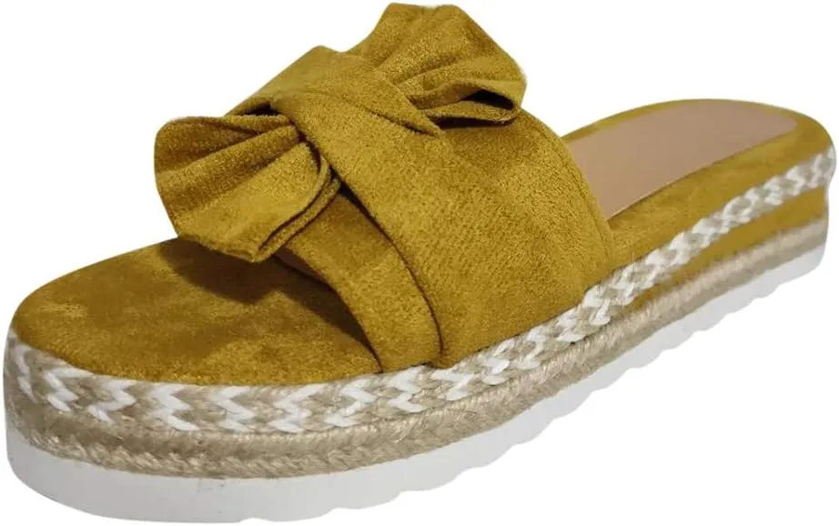 Eduavar Shoes for Women Sandals Dressy, Women Sandals Dressy Bow Tie Sandals Slip On Espadrille Platform Sandals