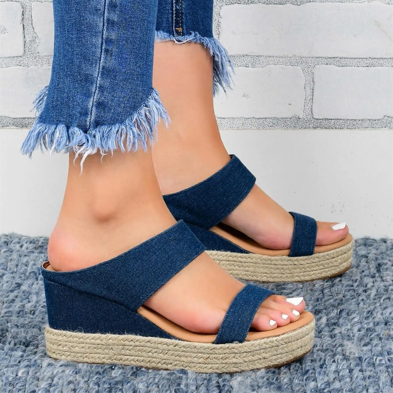 Eduavar Wedge Sandals for Women Dressy, Espadrille Sandals for Women Casual Open Toe Platform Sandals Summer Beach Sandals