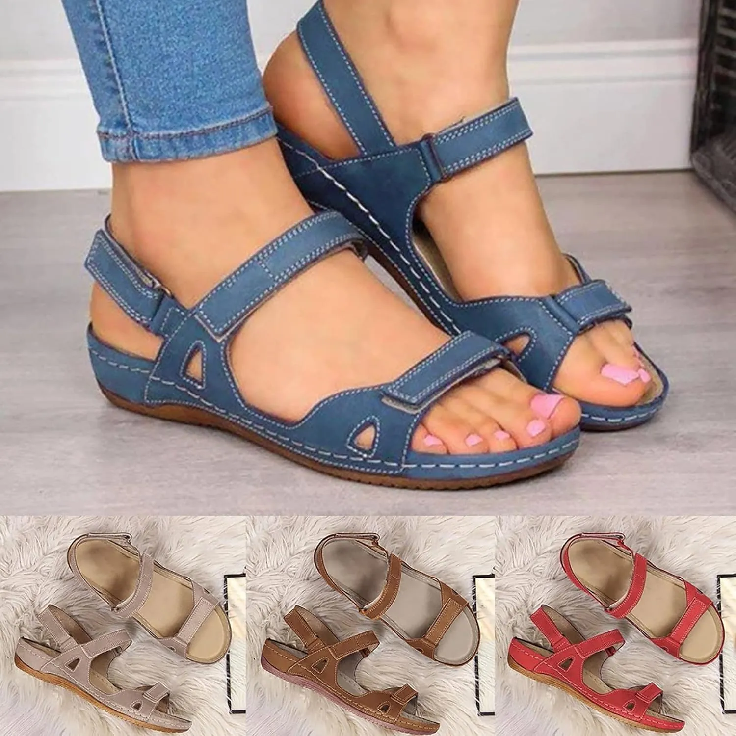 Eduavar Womens Sandals Comfortable, Sandals for Women Dressy Summer Orthopedic Sandals Casual Summer Wedge Shoes
